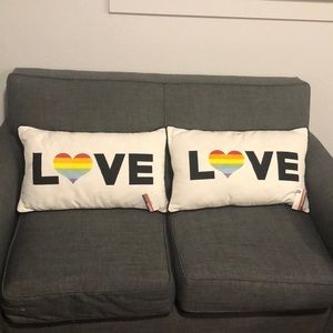 🆕 Gay Pride Rainbow LOVE Embroidered Throw Pillows - Set of 2